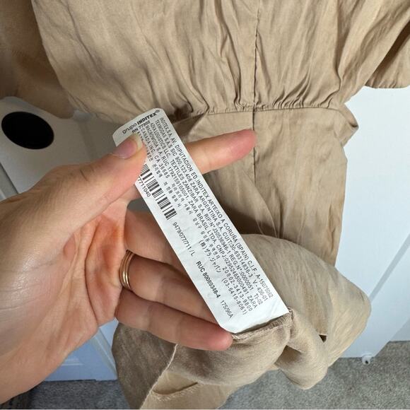 Zara Khaki Tan Linen Blend Side Cutout Mini Dress 9479/077 Size Large - Picture 8 of 8